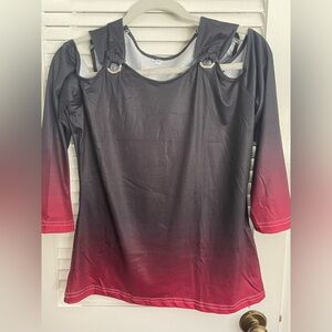 Ladies ombré cold shoulder with grommet detail